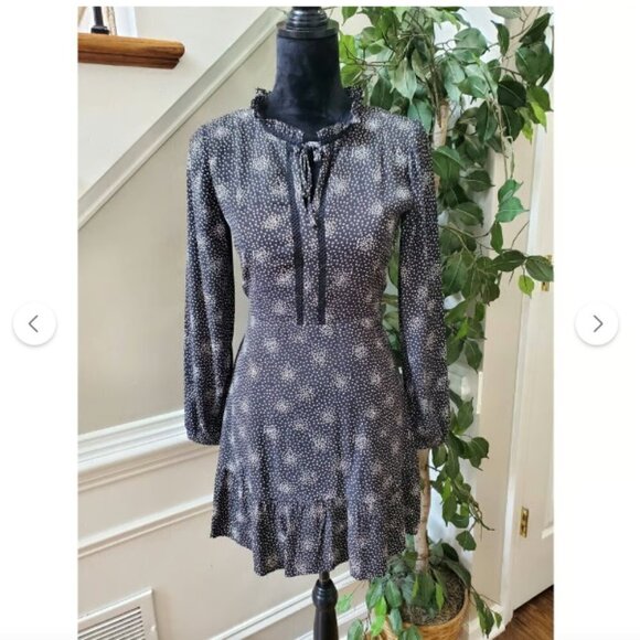 Loft Women's Black & White Rayon Mock Neck Long Sleeve Knee Length Dress 6 NWT - Picture 4 of 13